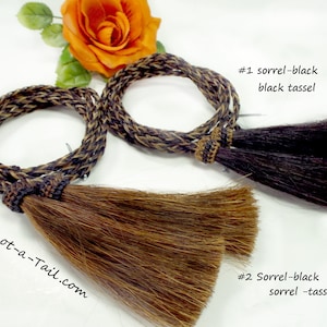 Horsehair hat string, Cowboy hat stampede string, chin strap, black n brown, hand- braided, hat string, horsehair tassels, 2 colors