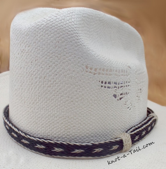 Hat Band, Horsehair Hat Band, No Tassels, BOLD Black-white, Cowboy