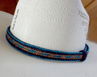 Boldest, horsehair hat band, Cinnamon-Turquoise, Cowboy horsehair hat band, No tassels, Western hat band, Rodeo, EXTREMELY Beautiful