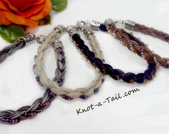 Elegante pulsera de crin de caballo con cuentas: glamurosa y romántica pulsera de crin de caballo real, regalo ecuestre perfecto para amantes de los caballos. Pulsera vaquera.