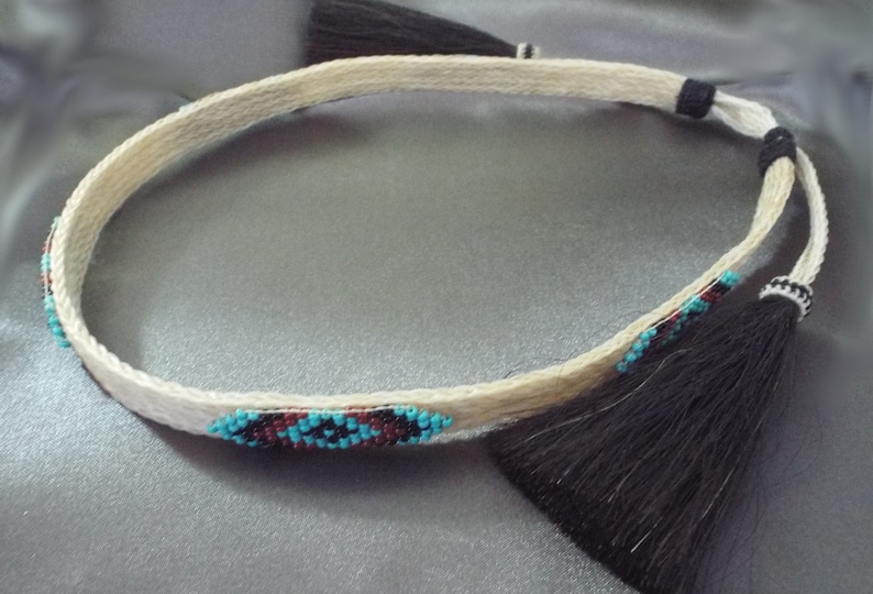 Hat Band Beaded on White Horsehair Hat Band BOLDEST Colors Etsy