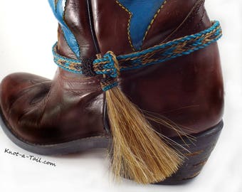 Turquoise/Cinnamon, boot bracelet, Cowgirl Boot jewelry, Boot bracelet, real horsehair tassel, cowgirl boot bling, Hottest new color