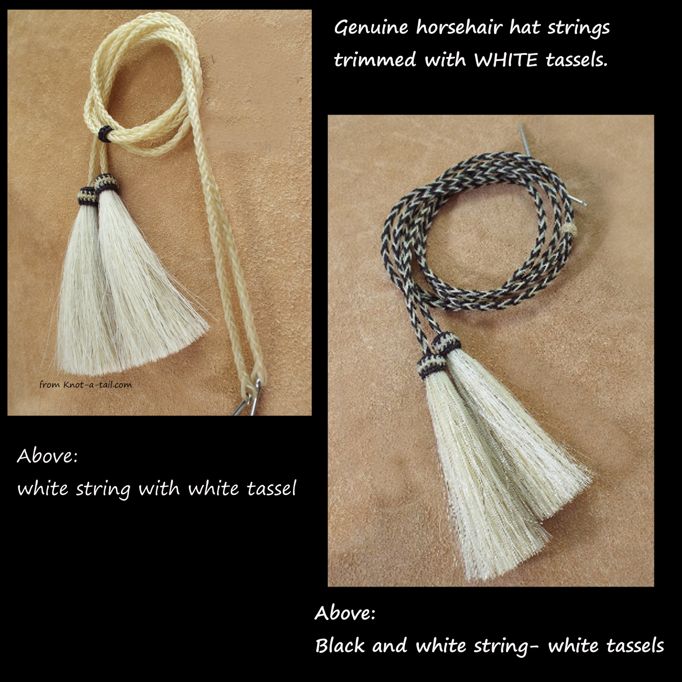 Horsehair Hat String, Cowboy Hat Stampede String, Chin Strap, WHITE ...