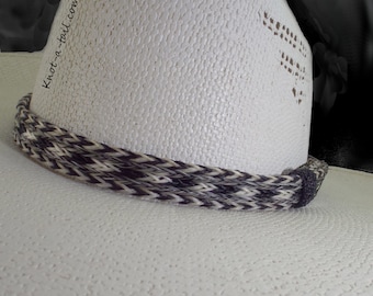 Distinctive Gray-black, hat band, horsehair hat band, Cowboy horsehair hat band, No tassels,  hat band, Western hat band, Rodeo style