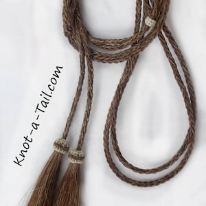 Horsehair hat string, Cowboy hat stampede string, chin strap, double loop design, hat string, horsehair tassel, all  brown color