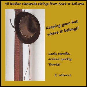 Leather Cowboy hat, stampede string, leather Cowboy hat stampede string, 3 colors, all leather, X-nice, cotter pin-chin strap, brown/black image 4