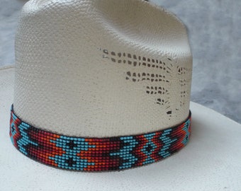 Brillamment audacieux, bande de chapeau perlée, bande de chapeau extensible, sud-ouest, bande de chapeau occidentale de perles, bande de chapeau de cow-boy, design sud-ouest, ajustement parfait