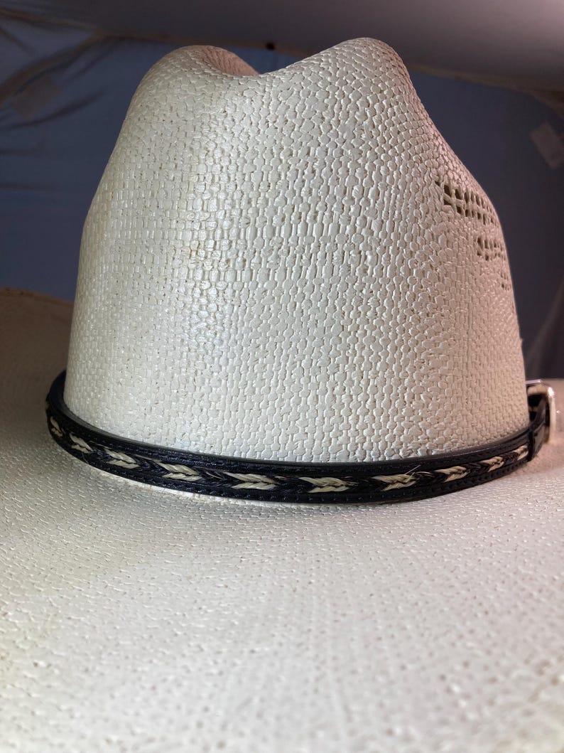 Leather Cowboy Hat Band, Braided Horsehair Inlay, Professional look image 10