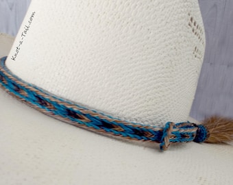 Cinnamon Turquoise Horsehair Hat Band, Western Cowboy Style  Elegant and BOLD!