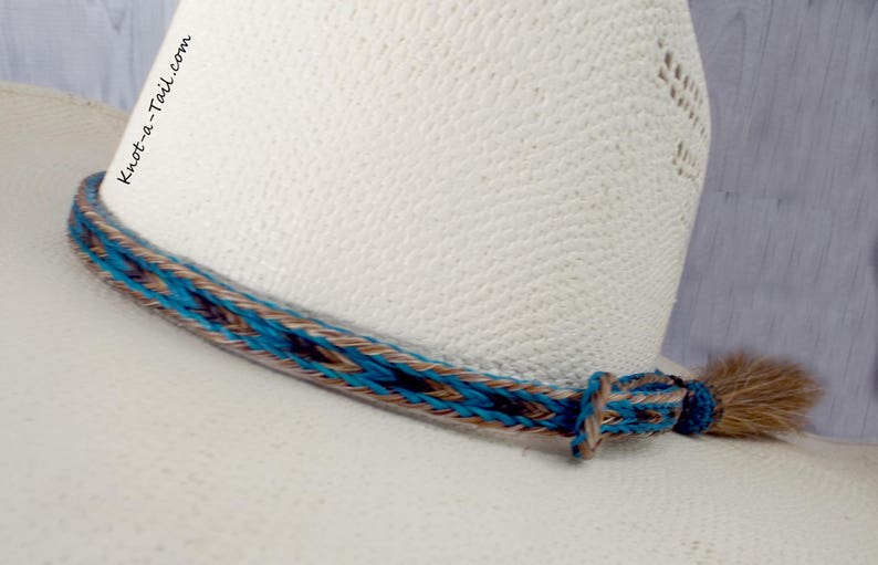 Horse Hair Hat Band Side Tassel Cinnamonturquoise Etsy