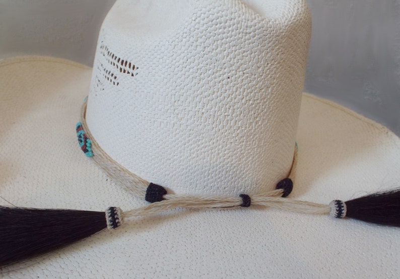 Hat Band Beaded on White Horsehair Hat Band BOLDEST Colors Etsy