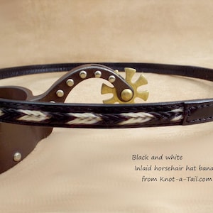 Leather Cowboy Hat Band, Braided Horsehair Inlay, Professional look image 14