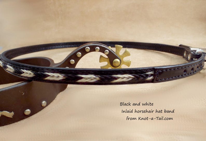 Leather Cowboy Hat Band, Braided Horsehair Inlay, Professional look image 14