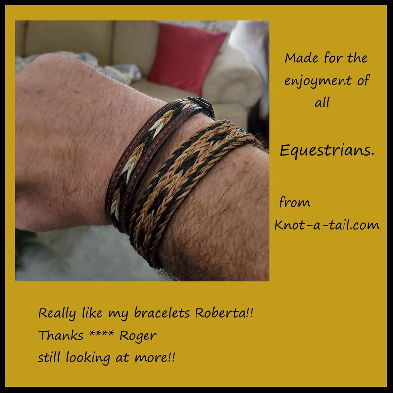 Pulsera de crin de caballo trenzada a mano, ajustable, estilo vaquero occidental imagen 19