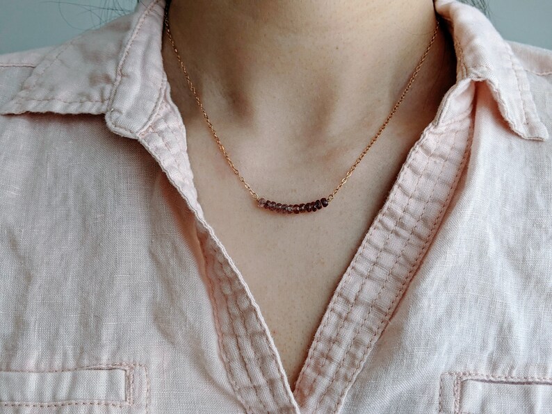 Herkimer Diamond Quartz Gemstone Bar \u2022 Rose Gold Filled Bar Necklace \u2022 April Birthstone \u2022 Gorgeous Double Terminated Herkimer Quartz \u2022