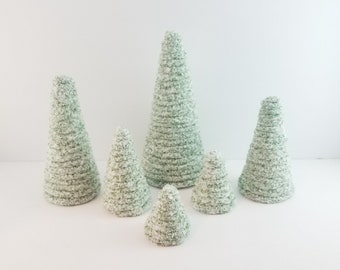 Green And White Trees, Green Cone Trees, White Fluffy Trees, Light Green Centerpiece Tree