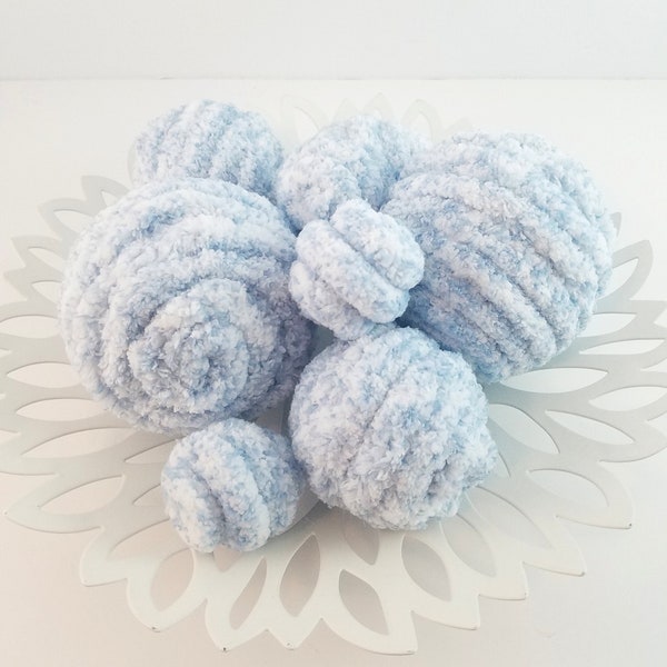 Light Blue Decorative Balls, Blue Bowl Fillers, Blue Home Decor, Blue Yarn Balls, Blue Bowl Filler