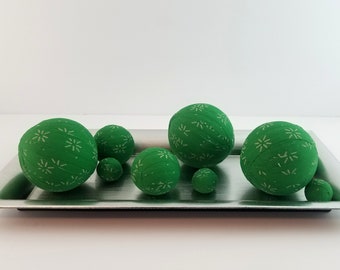 Green And Gold Decorative Balls, Green Bowl Fillers, Green Home Decor, Green Bowl Filler