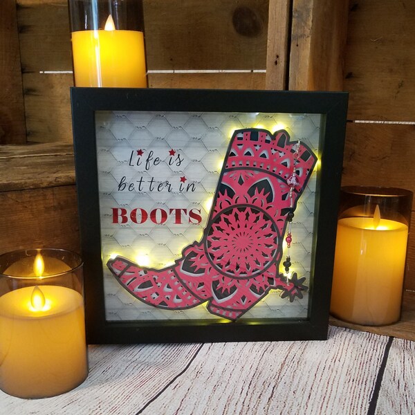 Cowboy Boot Shadow Box Etsy