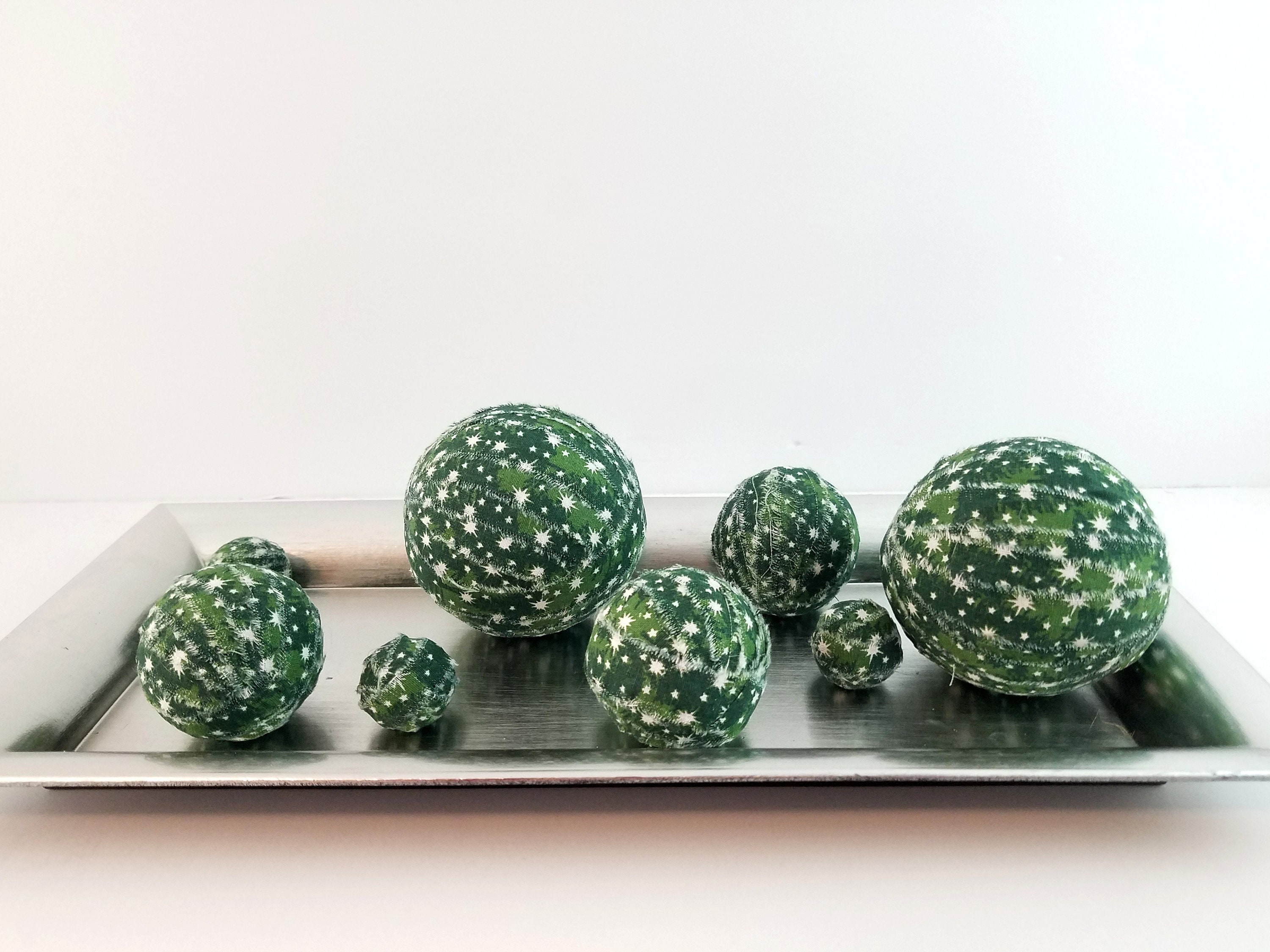 Green and White Decorative Balls, Green Bowl Fillers, Green Home Decor, Green Tiered Tray