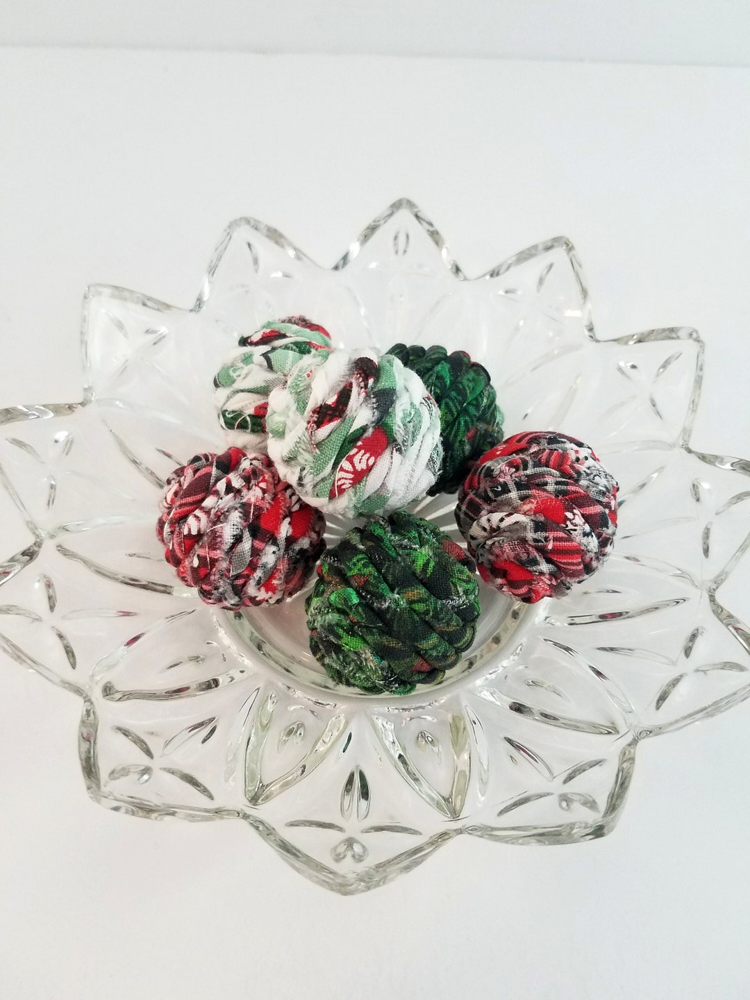 Red Green and White Decorative Balls, Christmas Bowl Fillers, Red and