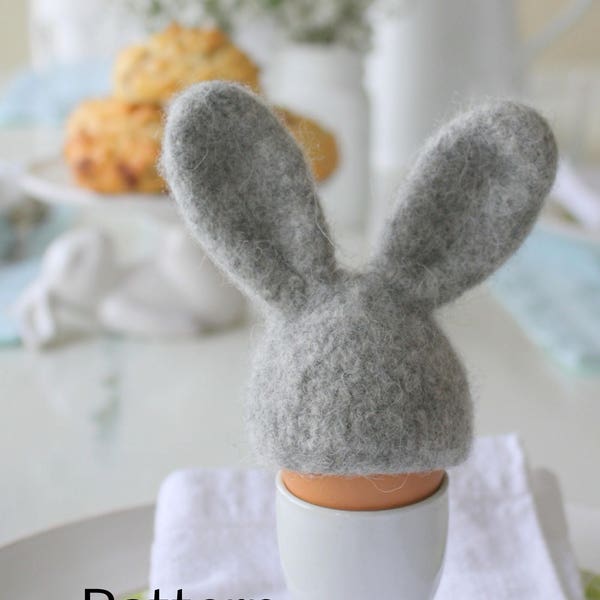 Modèle de tricot : Oeuf de lapin confortable à tricoter et feutre, décoration de table de Pâques, lapin de Pâques