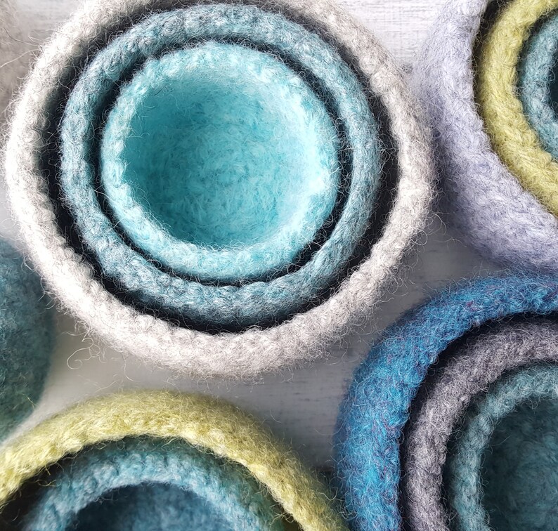Petite Felted Nesting Bowls Set of 3 Hand Knit and Felted Etsy