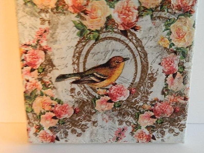 Decoupage Canvas Wall Hanging Canvas Shelf Sign Napkin Etsy