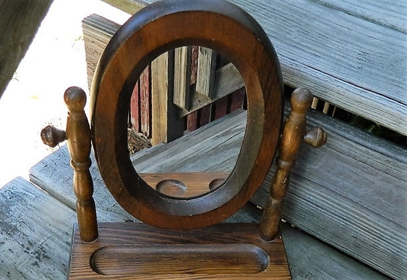 Wood Framed Vanity Mirror Dresser Top Swivel Mirror Etsy