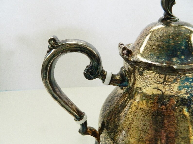 Leonard Silver Plated Teapot Coffeepot Footed Tarnished Patina Etsy