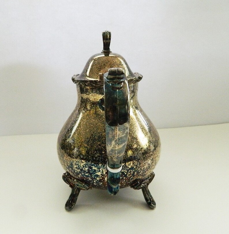 Leonard Silver Plated Teapot Coffeepot Footed Tarnished Patina Etsy