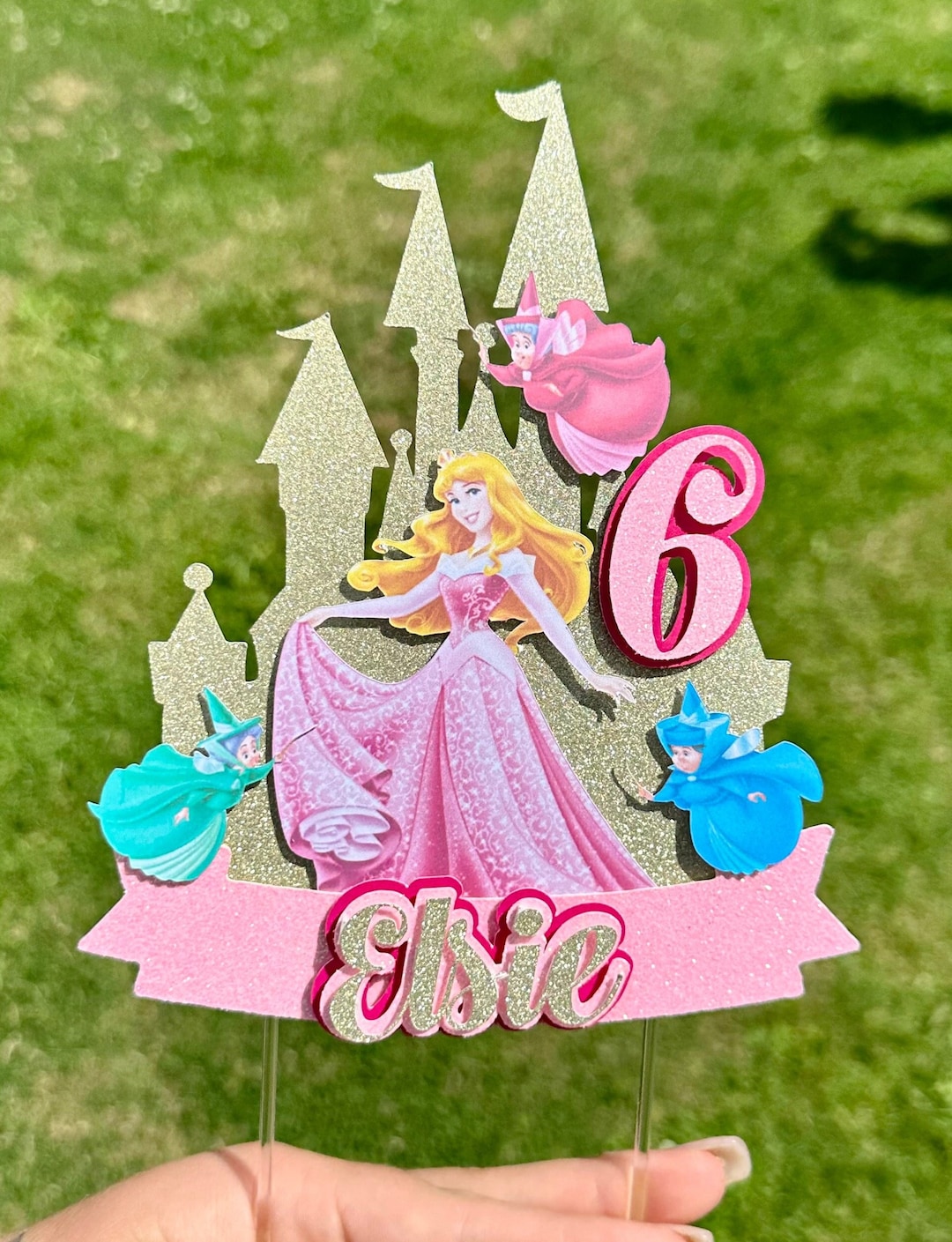 Princess Aurora Sleeping Beauty Disney Cake Topper Glitter - Etsy