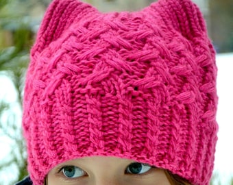 Pussyhat-Pussycat hat-Cat ears hat-Feminist Hat-Cat beanie-Pussy cat hat-Ears Hat-Winter cat hat-Womens march hat-Cat hat for women-beanie