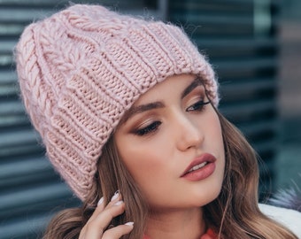 Knit beanie hat, Winter hat for women, Chunky knit hat, Hat Fall Outfit, Winter outfit with hat, Girl beanie, Beanie hat scarf gloves set