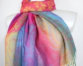 Colorful flower paisley soft pashmina scarf Shawl Festival pashmina scarf Gift for women Rainbow scarf Rainbow shawl Paisley pashmina scarf
