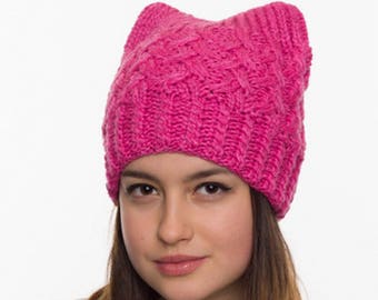 Pussy hat-Cat hat-Pink Pussy hat-Pink pussyhat-Pussy hats-Cat ear hat-Cat ears hat-Gift for her-Pussy cat hat-Resistance hat-Womens March