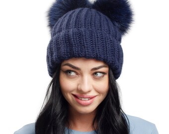 Neverless® - Bonnet Tricoté Pour Femme - Doublure Polaire - Pompon