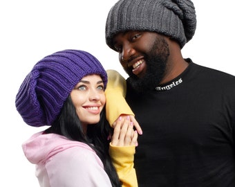 Slouchy Winter Beanie Hat Oversized, Soft Baggy Chunky Knit Hat, Warm Thick Beanie Cap for Men and Women Winter knit beanie hat