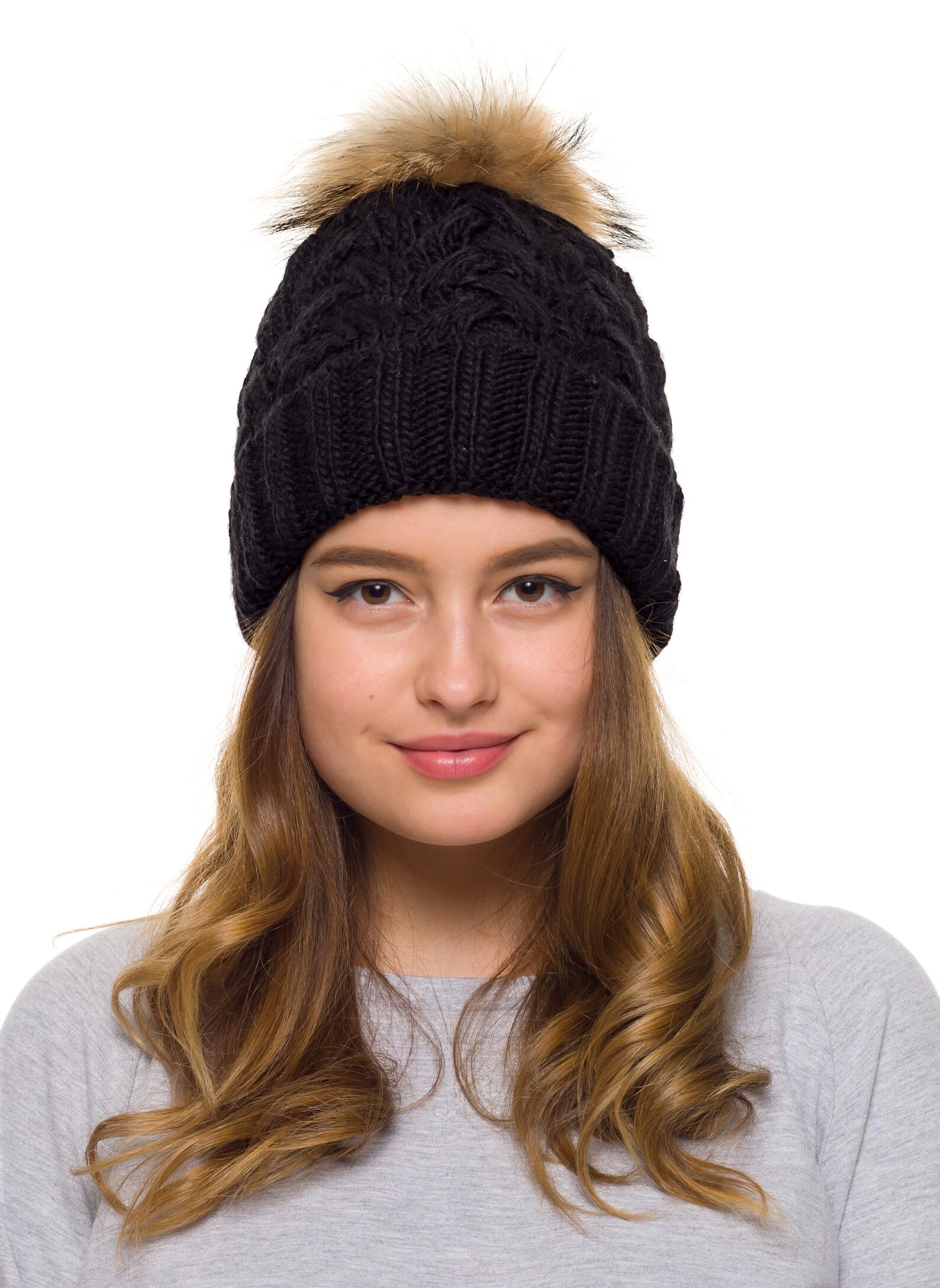 Pompom hat fleece linedPom pom hatWinter hat for womenKnit Etsy