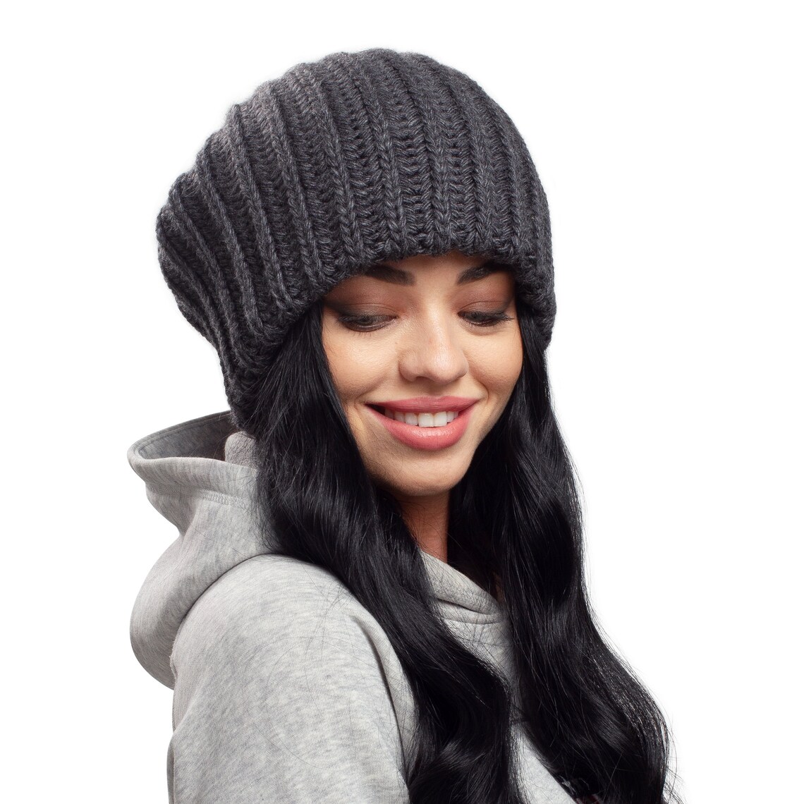 Slouchy Winter Beanie Hat Oversized Soft Baggy Chunky Knit Etsy