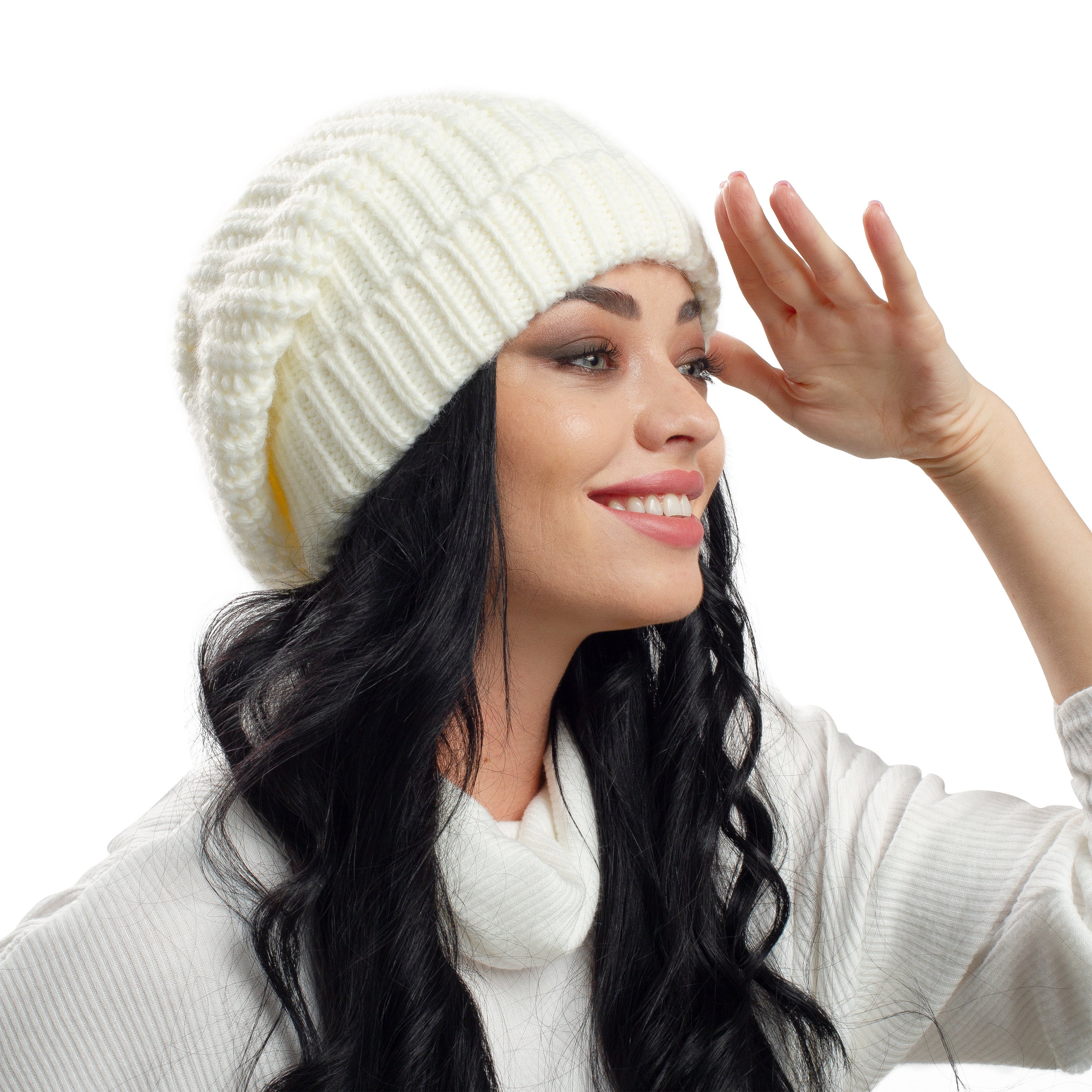 COPY - New Knit Beanie for Women Winter Hats Oversized Slouchy Chunky Beanie - … Slouchy Ribbed Cuffed Beanie – SAACHI main image 3