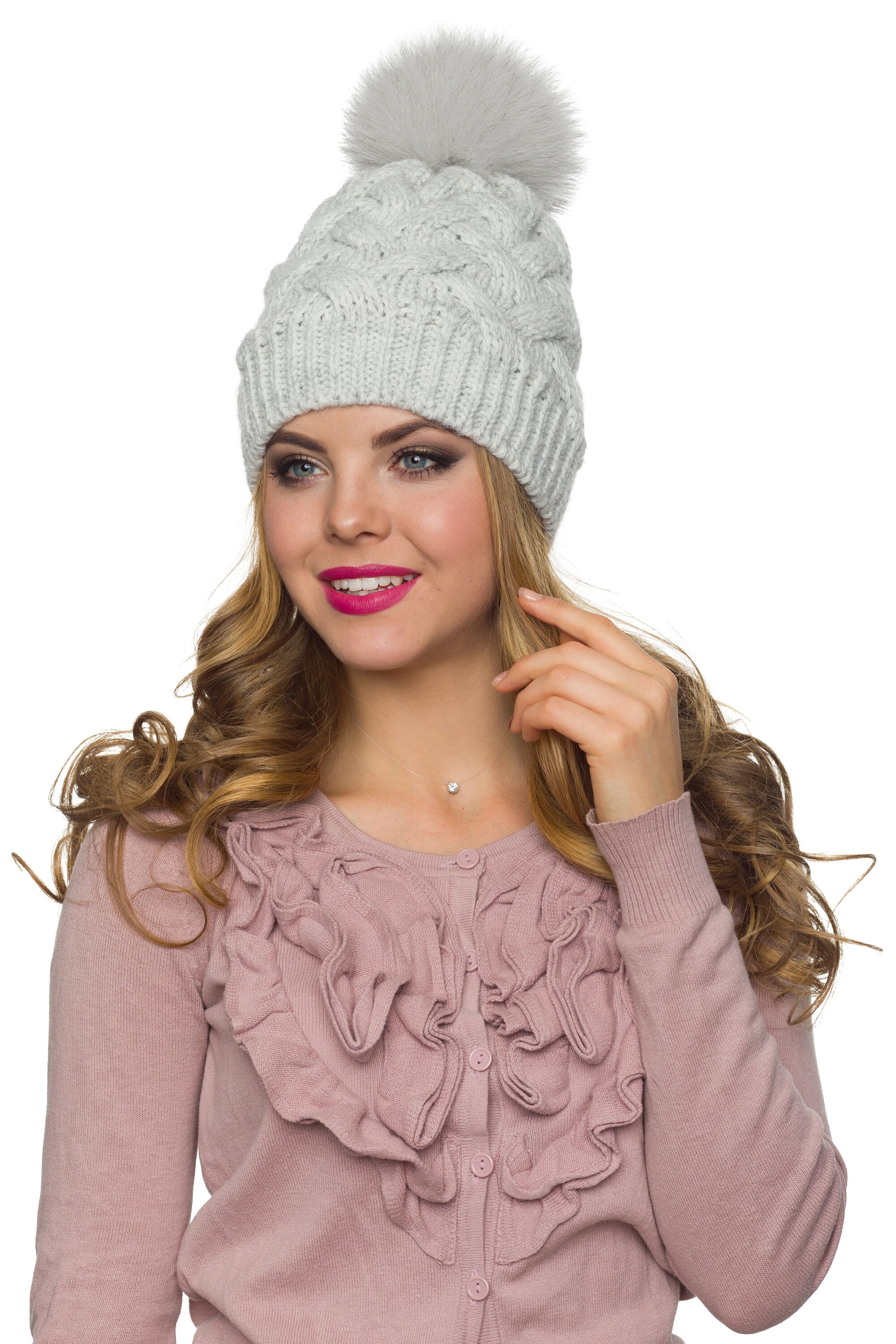 Pom pom hat with fleece Winter hat for women PomPom beanie Etsy