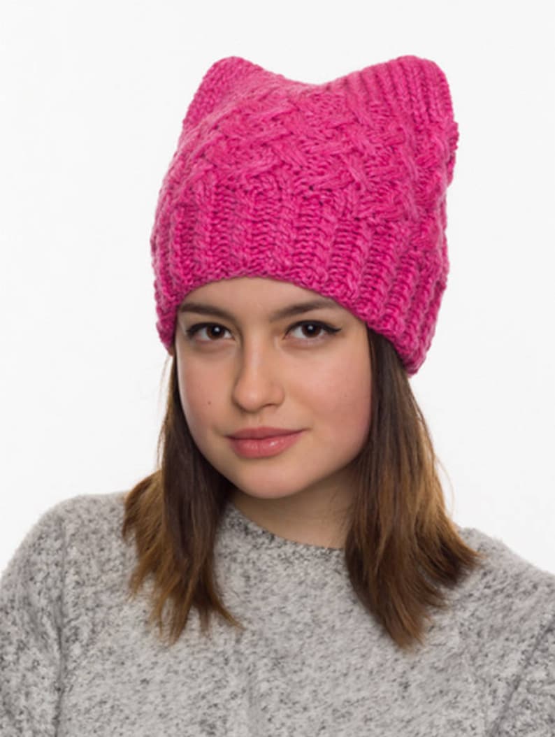 Pussy hat-Cat hat-Pink Pussy hat-Pink pussyhat-Pussy hats-Cat ear hat-Cat ears hat-Gift for her-Pussy cat hat-Resistance hat-Womens March image 1