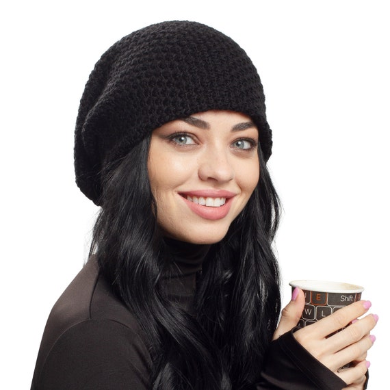 Chapeau Homme Turban Femme Plissé - Bonnet Tombant Slouchy Beanie Long avec Coton Chimio Bleu Clair