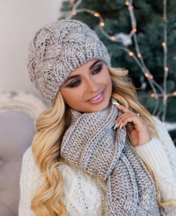 Knit Hat/pink Winter Beanie Hat/fleece Lined Winter Hat/knit  display picture 1