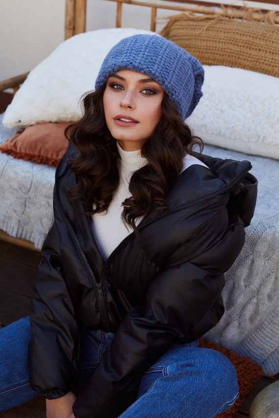 Womens Lightweight Slouchy Beanie Hat Double Layer Cuffed Soft Knit Winter Cap Amazon.com: jaxmonoy Slouchy Knit Beanies Winter Hats for  main image 2
