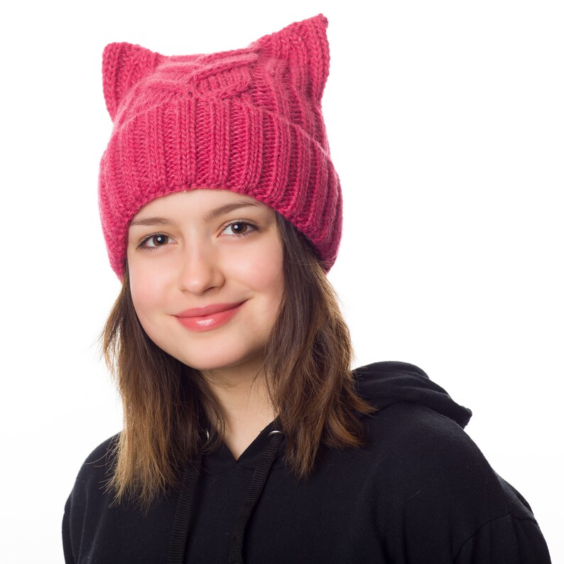 Pink Cat Hat Fleece Linedcat Earspussy Hatcat Hatear Etsy