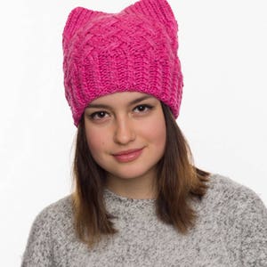 Pussy hat-Cat hat-Pink Pussy hat-Pink pussyhat-Pussy hats-Cat ear hat-Cat ears hat-Gift for her-Pussy cat hat-Resistance hat-Womens March image 2