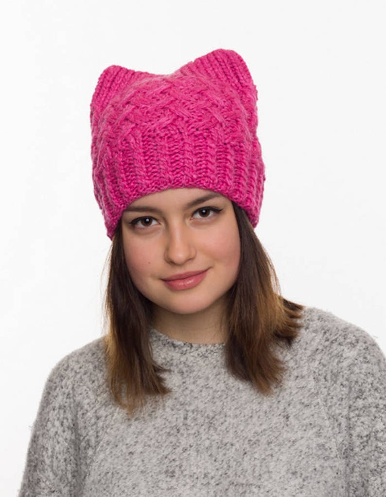 Pussy hat-Cat hat-Pink Pussy hat-Pink pussyhat-Pussy hats-Cat ear hat-Cat ears hat-Gift for her-Pussy cat hat-Resistance hat-Womens March image 2