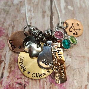 Mother&#39;s necklace, personalized necklace, engraved Charms, Mixed Metals engraved name charms, grandma necklace, name necklace, Mothers day